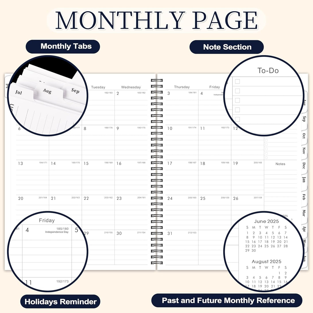 2025-2026 Planner - 9” × 11”, from JUL. 2025 to JUN. 2026, Weekly and Monthly Academic Planner 2025-2026, Inner Pocket, Premium Paper, Twin-Wire Binding, Make Your Life Productive - Black