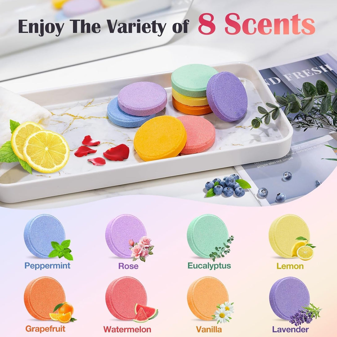 Shower Steamers Aromatherapy, Birthday Gifts for Women Wife Teen Girls Mom, Natural Essential Oil Home SPA Self Care Stress Relief Shower Bombs (8 Pack)