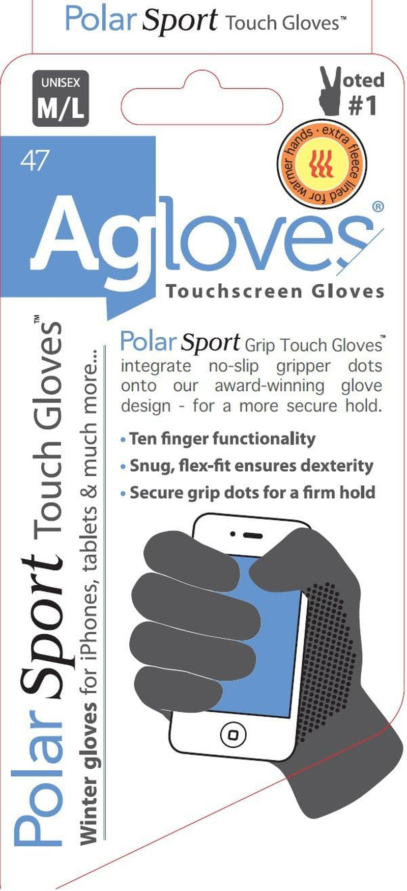 Agloves ® Polar Sport Touchscreen Gloves, the Original Ten Finger Touchscreen Gloves, Unisex