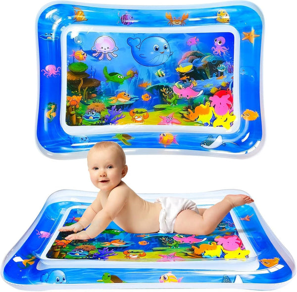2024 New Thickened Sensory Water Playmat for Cats Dogs, Water Play Mat for Babies,Thickened Water Sensor Play Mat, Tummy Time Water Play Mat,Water Sensory Playmat with Fish for Pet Play (Blue-2)