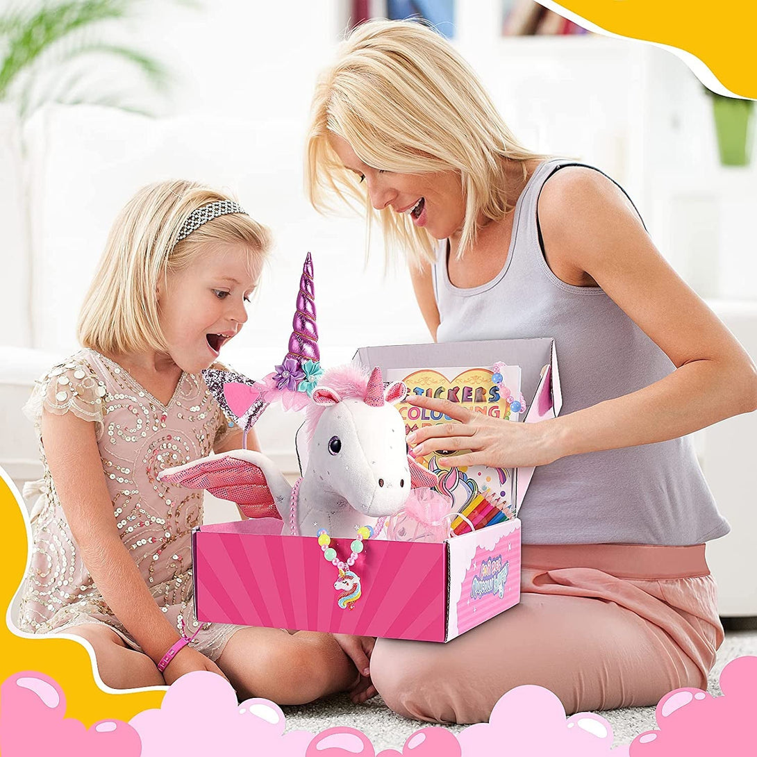 21-Piece Unicorn Gift Set for Girls Ages 3-8 | Soft Plush Stuffed Animals & Dress-Up Accessories Bundle | Idea Birthday Gifts,, Party Favor for Kids Toddler Girls