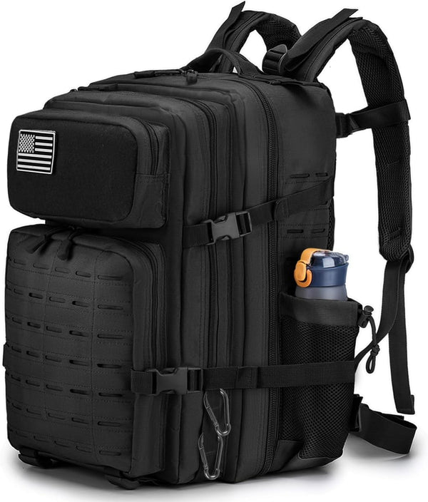 50L Military Tactical Backpack for Men,Water Resistant Day Backpack Molle Army 3 Days Assault Pack Bug Out Bag,Heavy Duty Hiking Treeking Rucksack Black