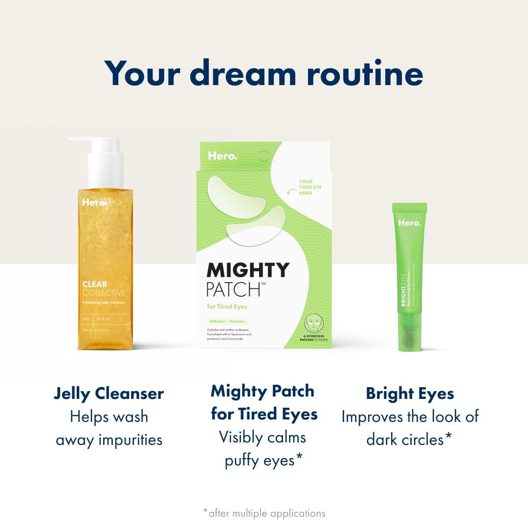 HERO COSMETICS Mighty Patch™ for Tired Eyes Patches - Soothing Hydrogel Patches - Awakens and Visibly De-Puffs Undereyes with Multiple Applications (6 Count)