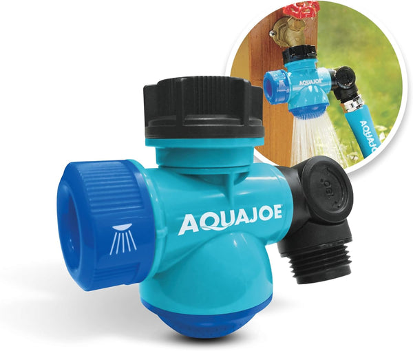 Aqua Joe SJI-MFGA1 Multi-Function Outdoor Water-Tap Connector, 180-Degree Pivoting Hose Connector with 360-Degree Rotating Tap Connector