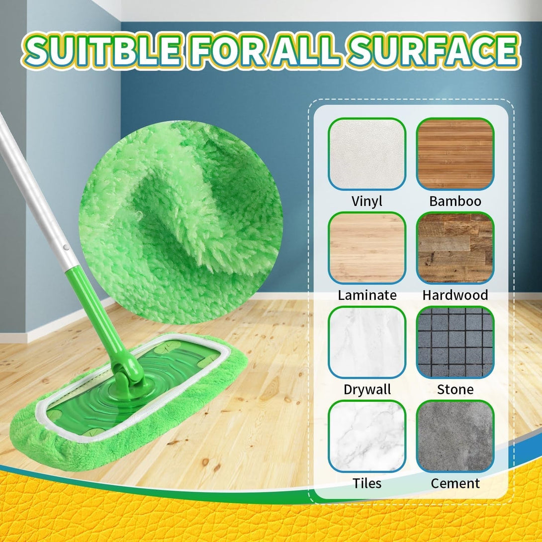 3 Pack Reusable Microfiber Mop Pads Compatible with Swiffer Sweeper Mop, Dry Sweeping Cloths & Wet Mopping Cloths, Washable Mop Pads for Hardwood Floor Cleaning (Mop Is Not Included)