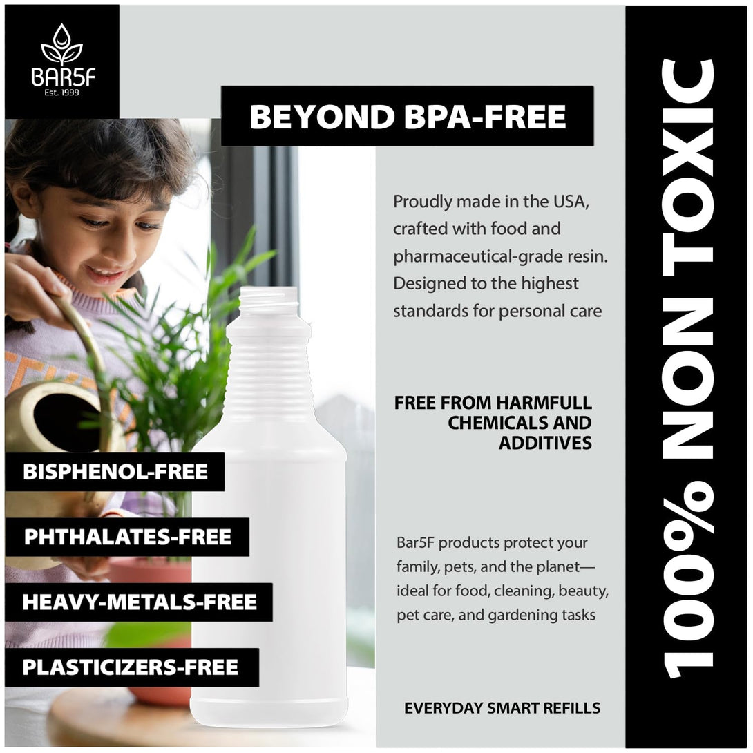 Bar5F 16-Ounce Spray Bottles Heavy-Duty Leak-Proof Plastic Adjustable Nozzle Bathroom Cleaning All-Purpose Gardening Made in USA 4-Pack