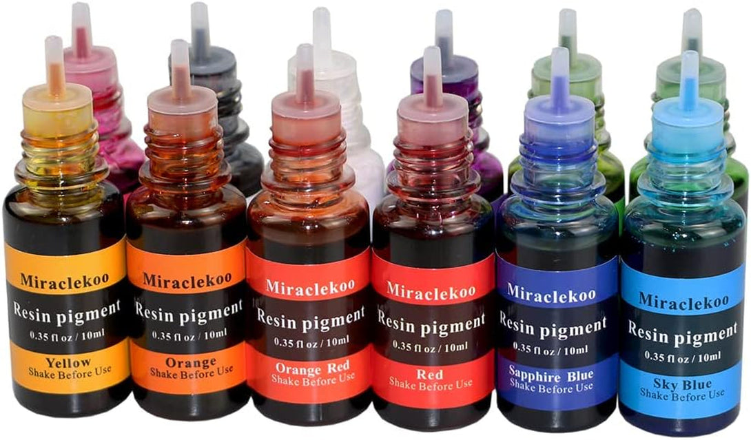 12 Colors Epoxy Resin Color Dye Colorant Liquid Epoxy Resin Pigment,10Ml Each,Translucent