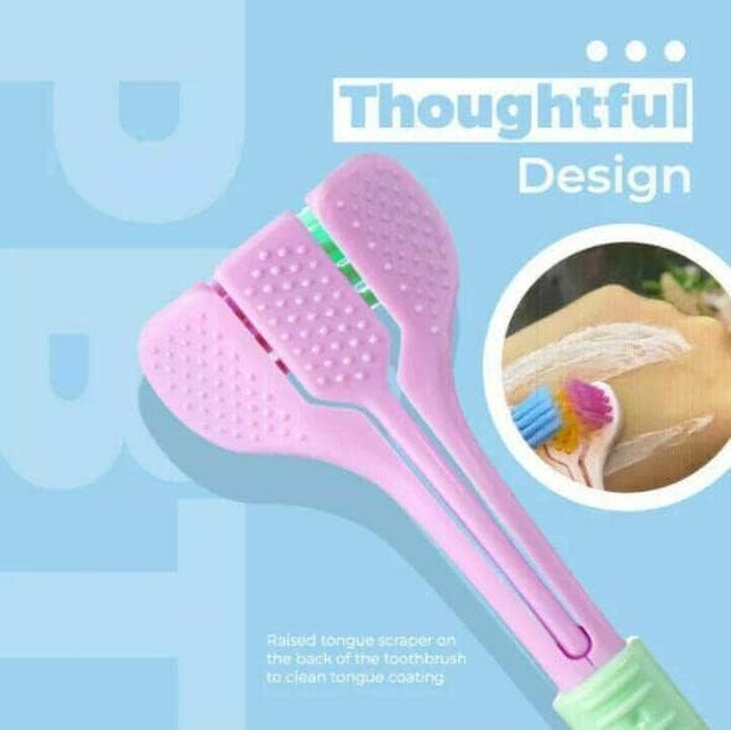 2Pcs Random Color Three-Sided Soft Hair Toothbrush, Effective Wrap-Around Design, Deeply and Thoroughly to Clean Teeth and Gums, Manual Toothbrushes Suitable for Adults and Children Health Household