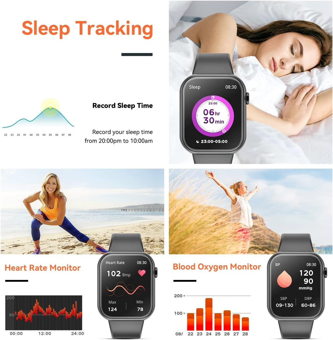Hwagol Smart Watch (Answer/Make Call) 1.85Inch Fitness Tracker, DIY Dials/Pedometer/Calories/Multiple Sport Modes/Voice Assistant, Smart Watches for Men Women Android Ios Phones