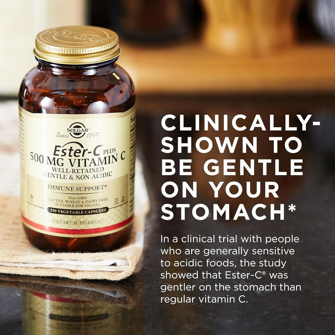 Solgar Ester-C plus Vitamin C (Ascorbate Complex) - Gentle & Non Acidic - Antioxidant & Immune Support - Non GMO, Vegan, Gluten Free, Kosher - Berry, Standard Packaging, 250 Count