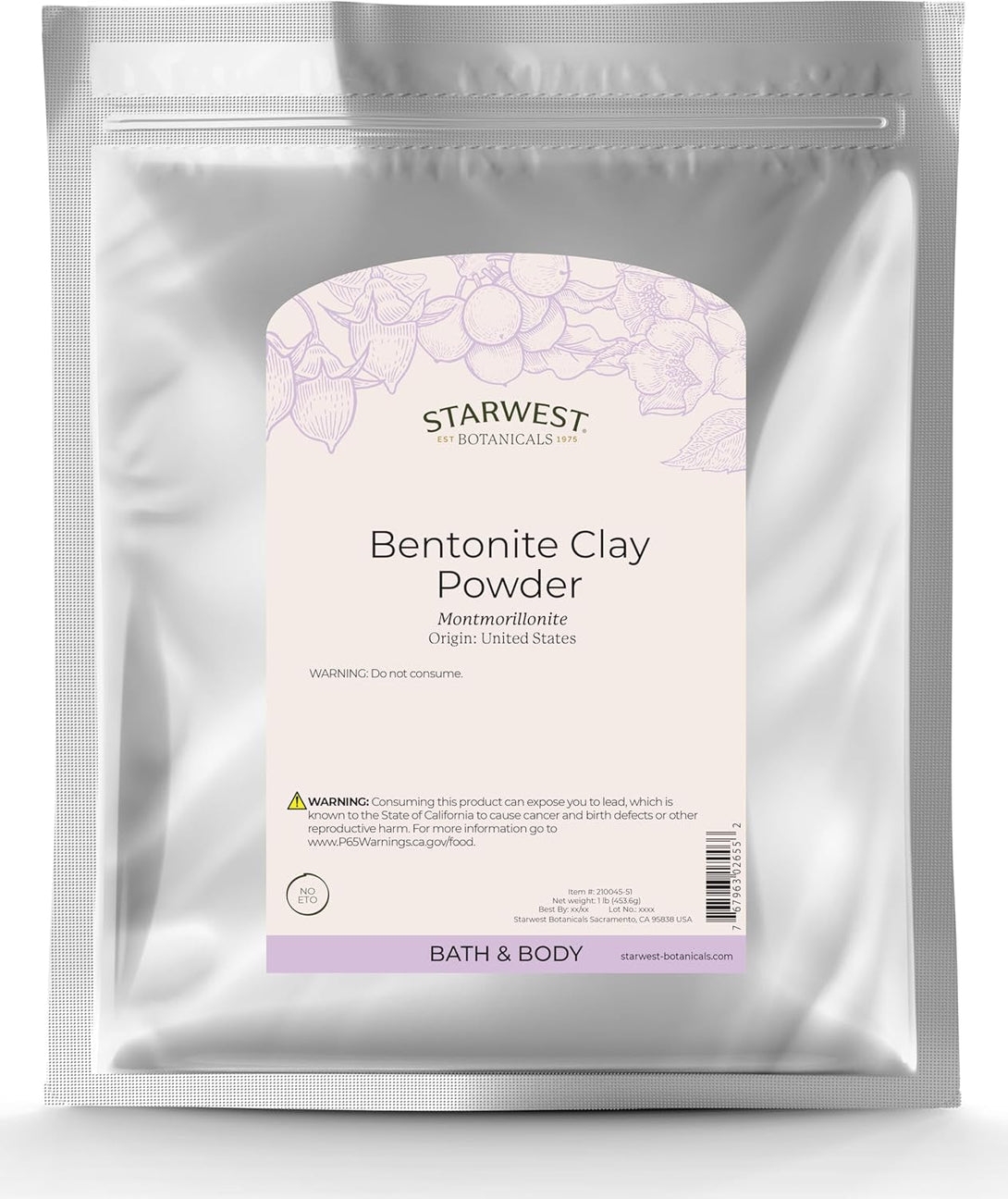 Starwest Botanicals Sodium Bentonite Clay, 1 Pound
