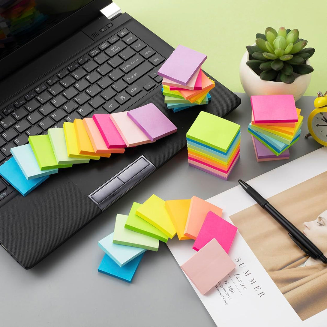 (50 Pads) Sticky Notes 1.5X2, 10 Colors Self Sticky Notes, Sticky Pads, Recyclable, Self-Stick Pads, Easy to Post for Home, Office, Notebook