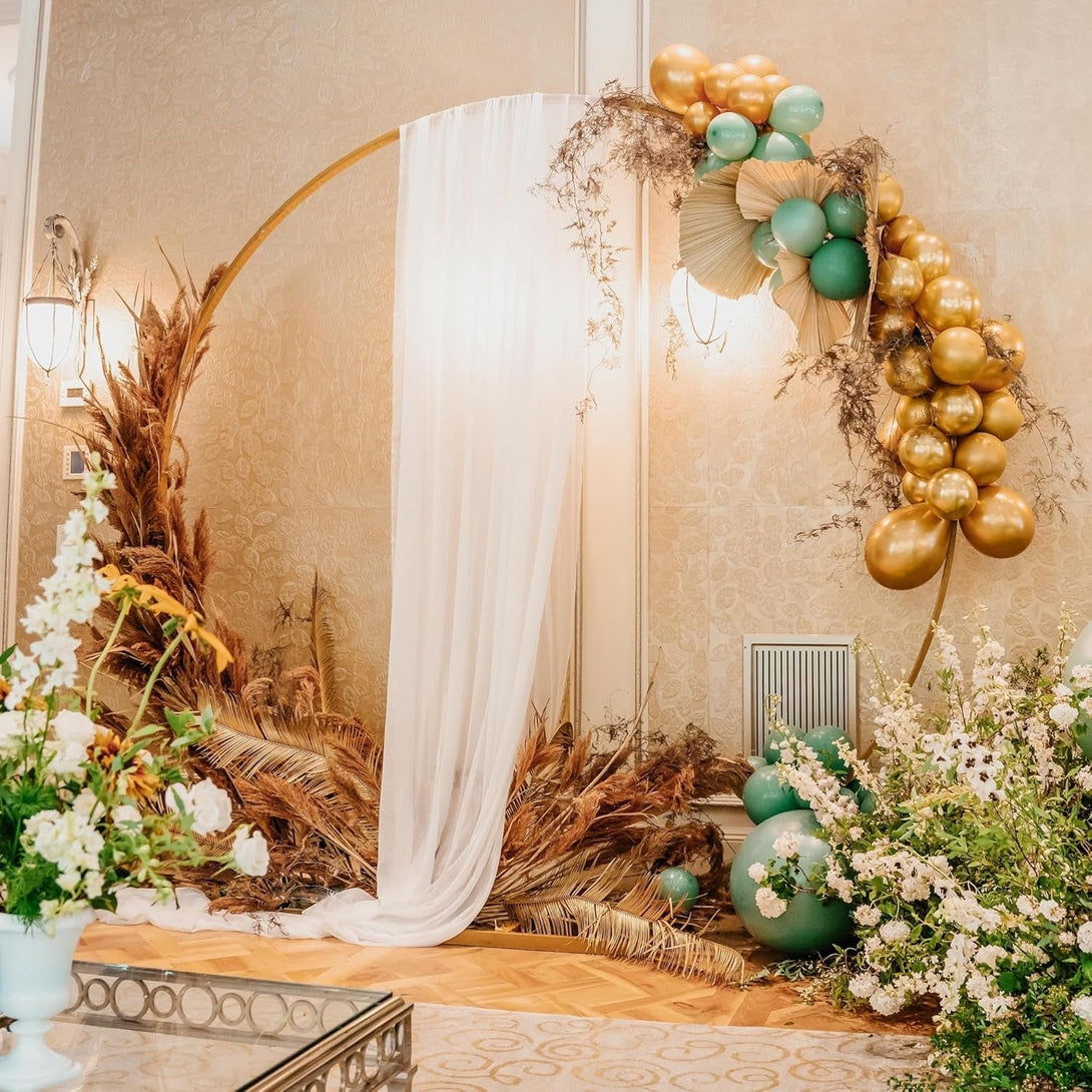 Wokceer White Wedding Arch Draping Fabric Backdrop 28.7" X 20FT Sheer Drapes Fabric for Wedding Arbor Ceremony Birthday Party