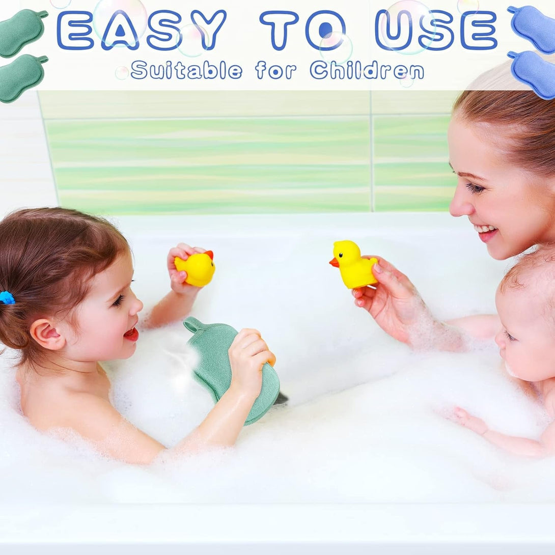 Tatuo 4 Pieces Baby Bath Sponge Cotton Baby Sponge Toddler Soft and Absorbent Loofah for Kids Babies Men Women(Green, Blue)