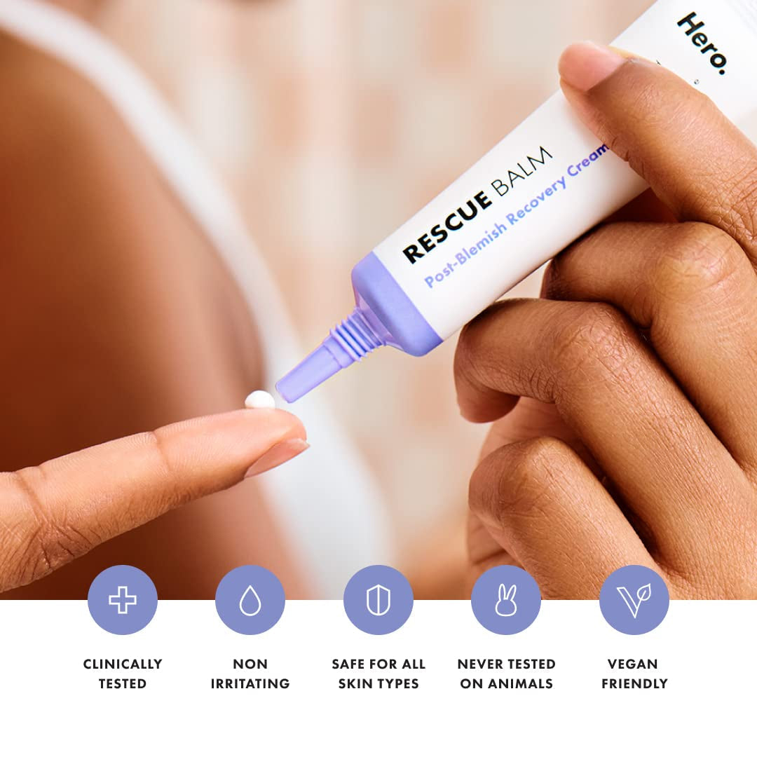Rescue Balm Post-Blemish Recovery Cream from Hero Cosmetics - Intensive Nourishing and Calming for Dry, Red-Looking Skin - Dermatologist Tested and Vegan-Friendly (15 Ml, 0.5 Fl. Oz)