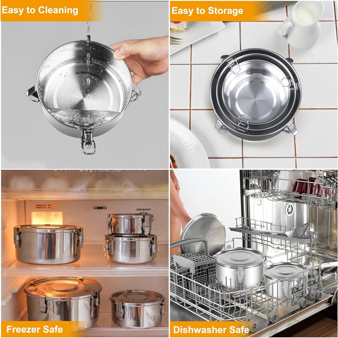 Premium Stainless Steel Food Storage Containers 304 Grade the Original Leak-Proof, Airtight, Smell-Proof - Perfect for Camping Trips, Lunches, Leftovers, Soups, Salads