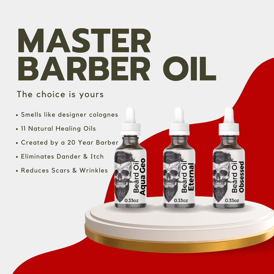3-Pack Sample Set – Beard Oil & Body Anti-Aging Cologne Oil – Avintus, Erus, Tobacco Vanilla – 10Ml Bottles