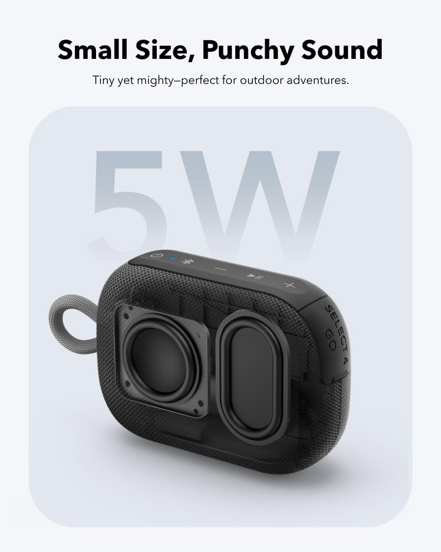 Soundcore Select 4 Go Bluetooth Shower Speaker by Anker, IP67 Waterproof/Dustproof, Portable Speaker, Wireless, 20H Playtime, Floatable, Powerful Sound, Electronics for Outdoors/Office/Home/Travel