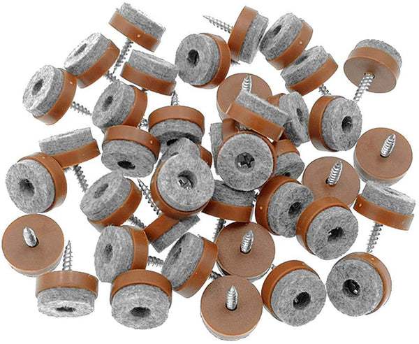 ALIMITOPIA 40Pcs Screw-On Furniture Felt Pad Chair Glide Slider Hardwood Floor Protector for Wooden Leg Feet of Chair Table Furniture(Φ20Mm or 0.8";Brown)