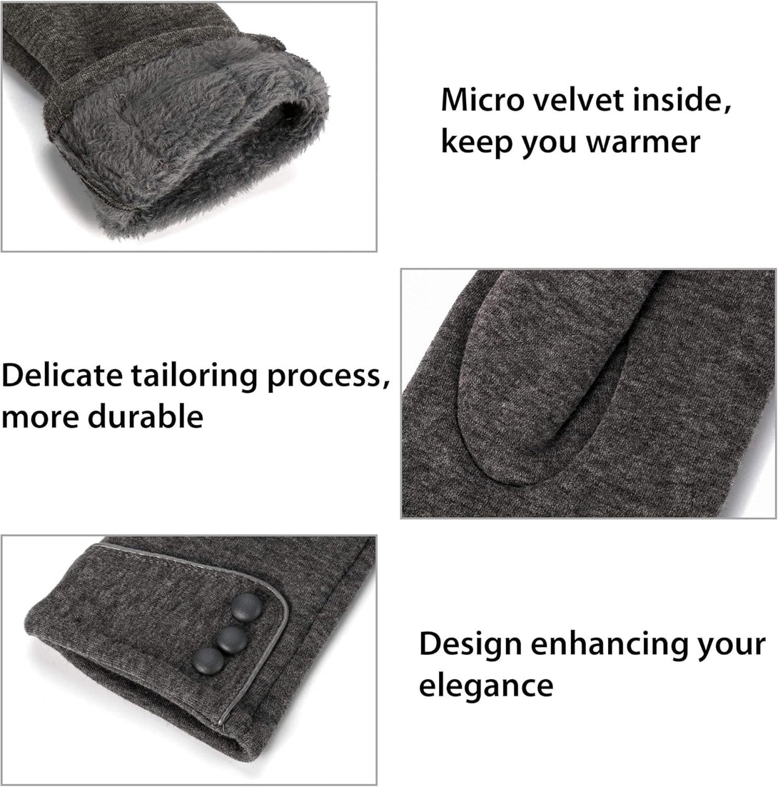 Dimore 3 Pairs Winter Gloves for Women Cold Weather Girls with Touch Screen Fingers Warm Thick Texting Bulk Wholesale
