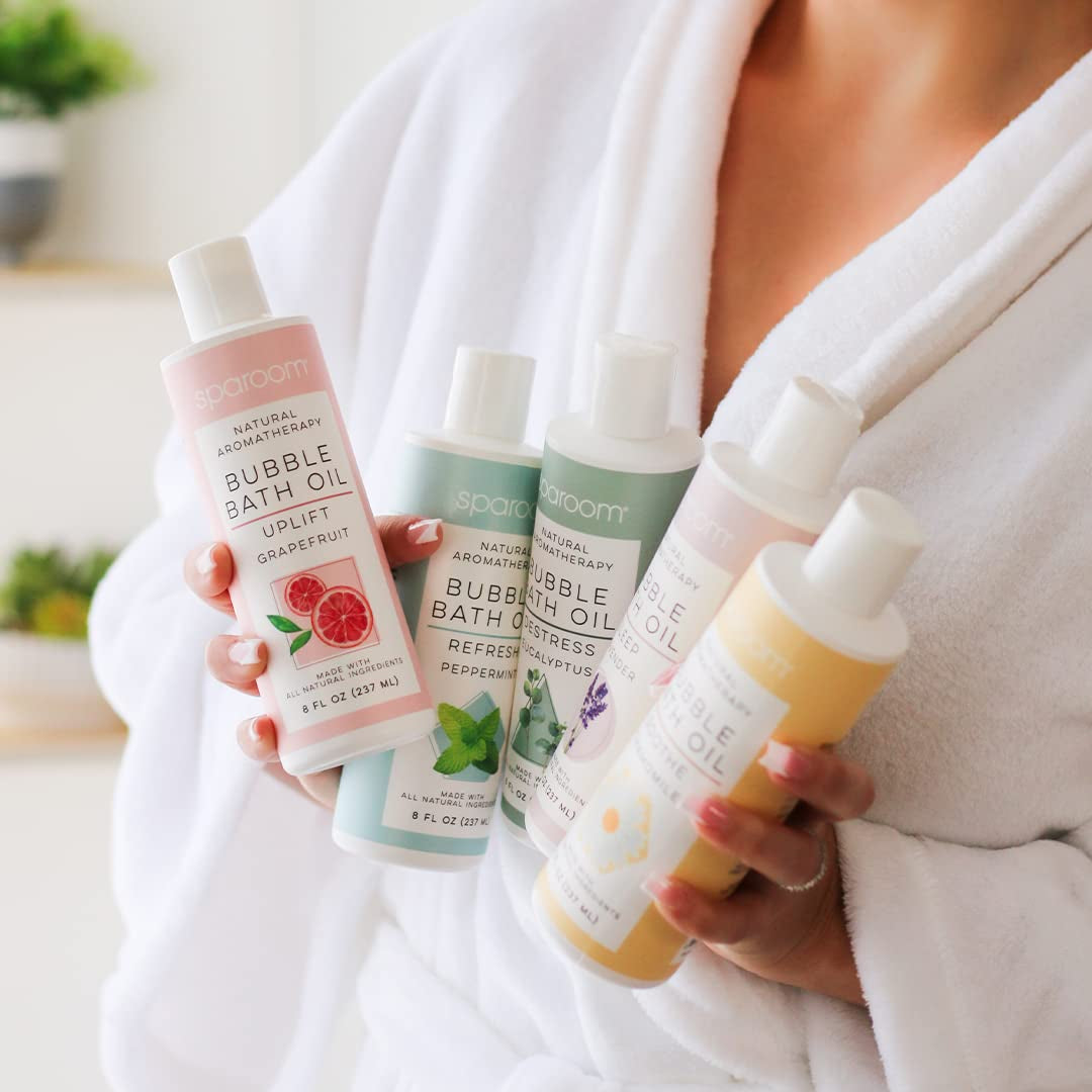 Sparoom All Natural Hydrating and Nourishing Aromatherapy Foaming Bubble Bath Oil with Jojoba Oil, Olive Oils and Aloe, 8 Oz, Sleep-Lavender