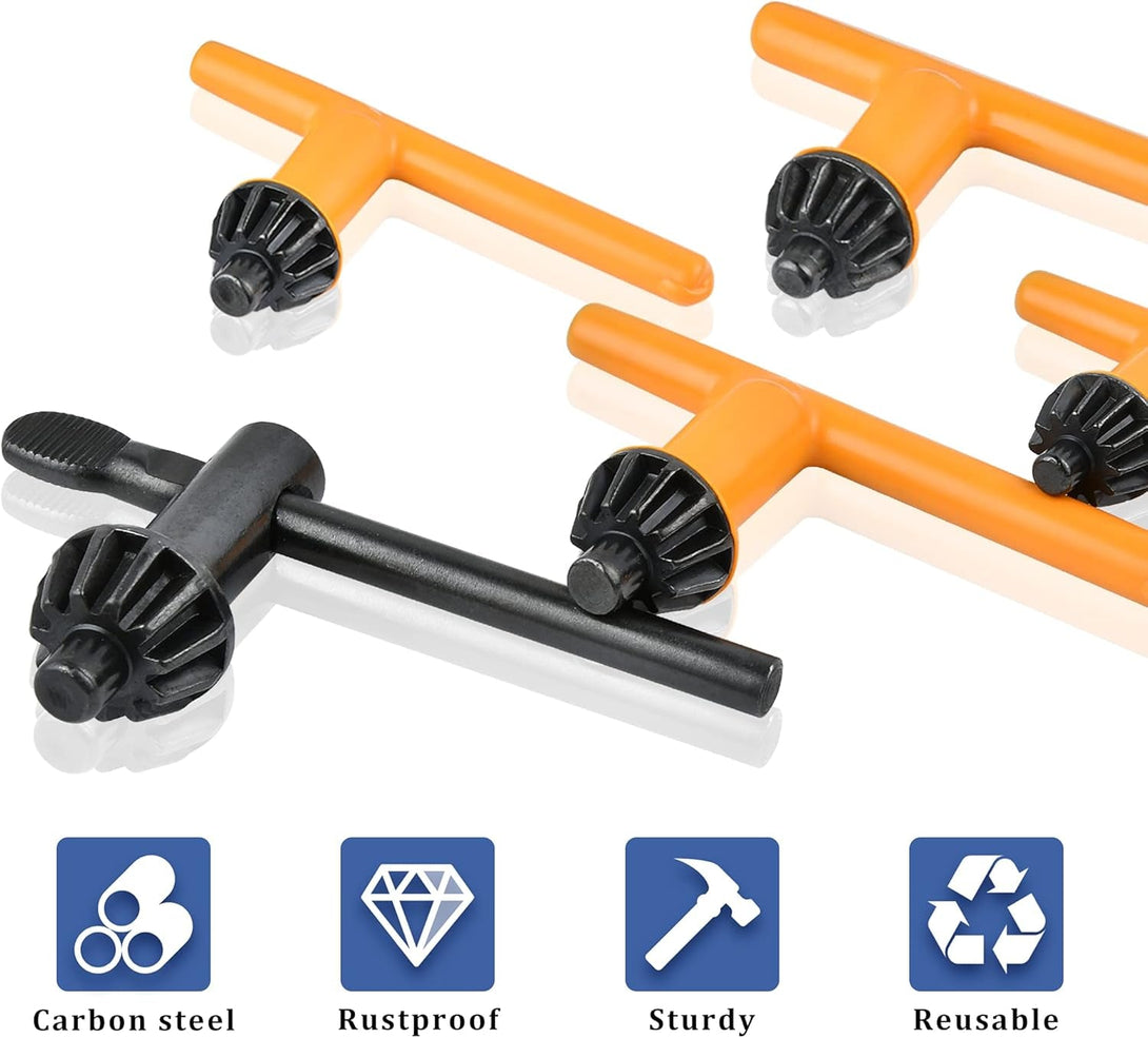 5 Sizes Drill Chuck Key Wrench, High Hardness Carbon Steel Replacement Drill Press Chuck Key for Drill Clamping Tool (Chuck Diameter: 1/4" / 3/8" / 1/2" / 5/8" 3/4")