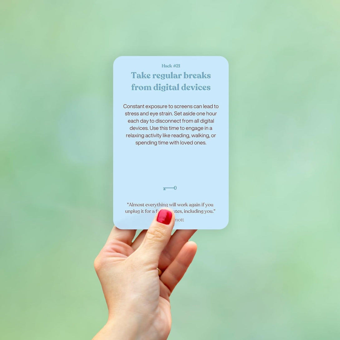 100 Cards with Powerful Hacks & Tips for Healthy Living, Wellness, Mindfulness, Stress Relief, Relaxation, Reduced Anxiety - Self Care Gifts for Women Men Wife Husband Mom Dad Sister Friend Coworker