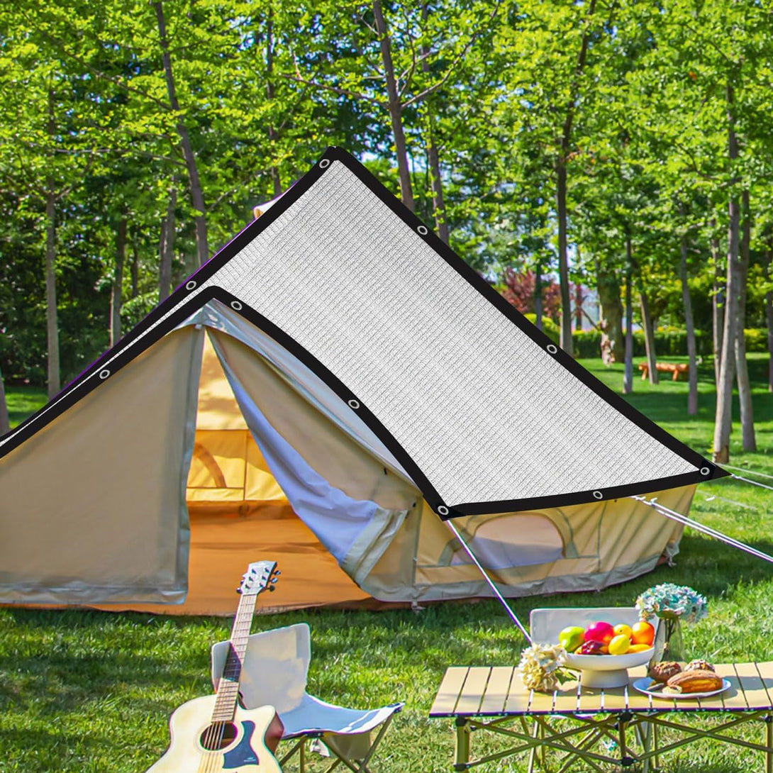 80% Silver Shade Cloth for Garden,Pergola,Greenhouse,Chicken Coop,Kennels,Shade Cloth with Grommets,Simple Hanging Covers