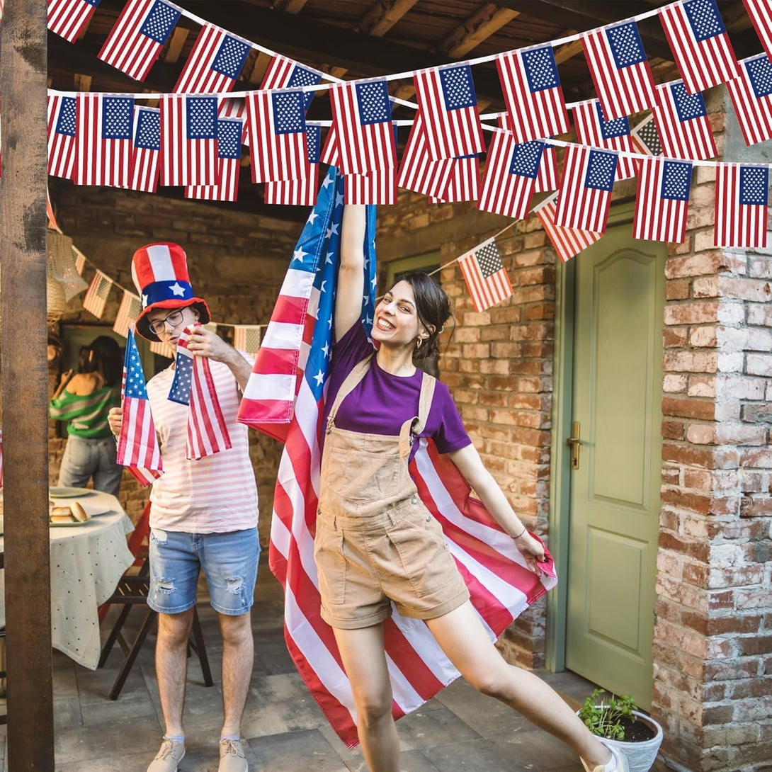 52FT 4Th of July Decorations, 50 PCS Fourth of July Banner, 5.5 X 8.2 Inches American String Flag Banner for Patriotic Independence Day Fourth of July Accessories Party Home Patio Decor