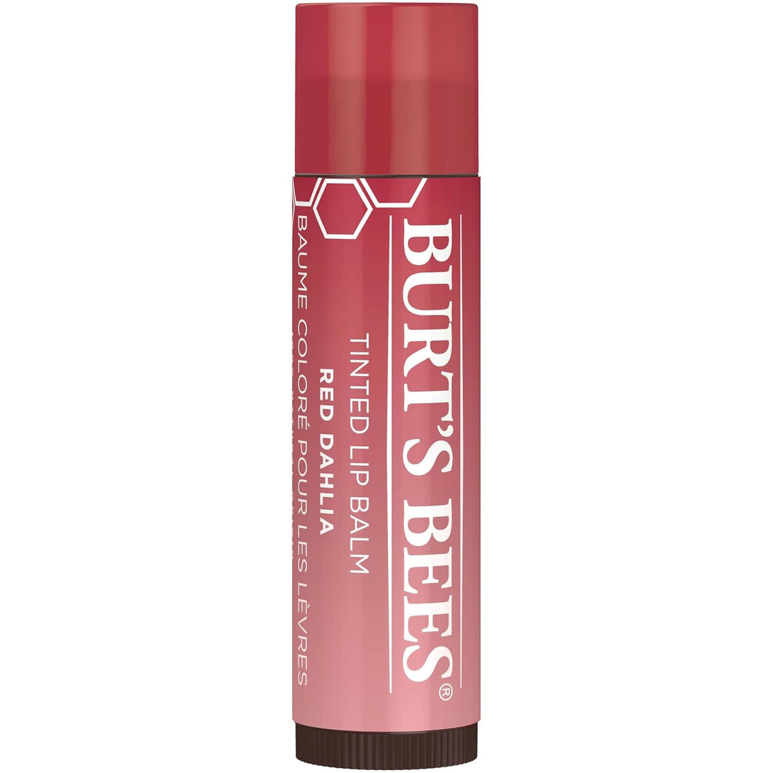 Burt'S Bees Lip Tint Balm Valentines Day Gifts with Long Lasting 2 in 1 Duo Tinted Balm Formula, Color Infused with Hydrating Shea Butter for a Natural Buildable Finish, Fiery Red Dahlia (2-Pack)