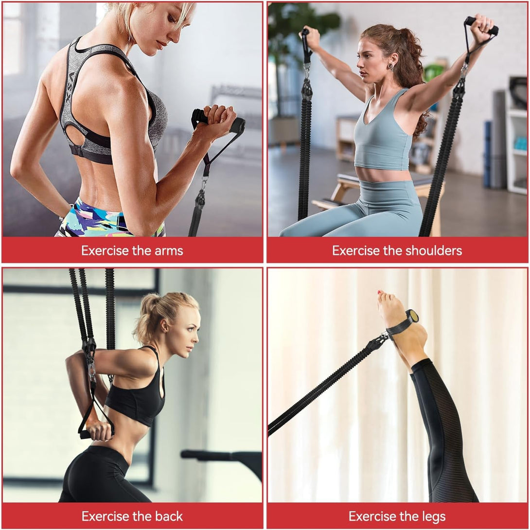 2025 Upgrade Pedal Resistance Band, 4-Tube Elastic Pull Rope Fitness Sit-Up Exercise Equipment at Home Gym Arm Abs Workout Equipment Leg Stretching Equipment with 1Pcs Grip Strength Trainer