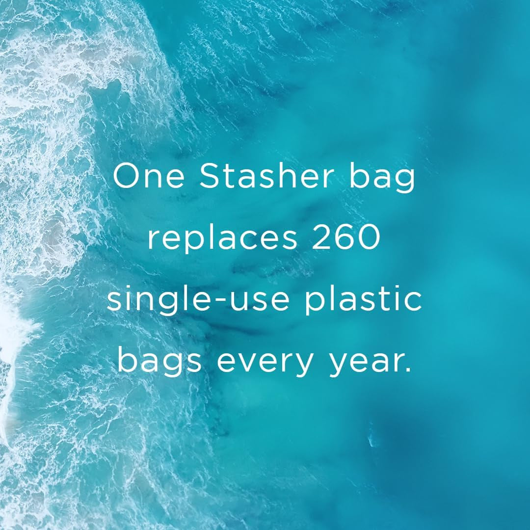 Stasher Premium Silicone Reusable Food Storage Bags, 2-Pack, Clear, Multi-Use Food Storage Bags, Lunch Bag, Travel Containers, BPA Free, Leak-Free, Dishwasher-Safe, Eco-Friendly