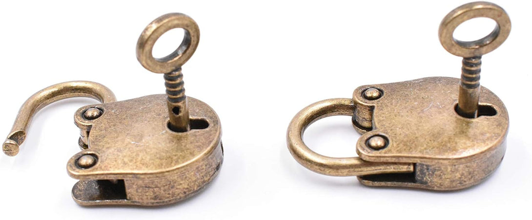 2Pcs Old Vintage Antique Style Mini Archaize Padlocks Key Lock with Key
