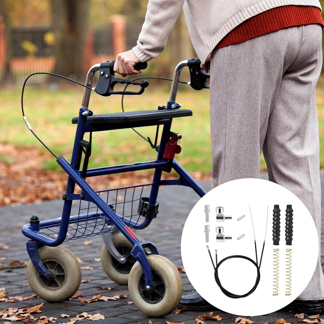 2 Packs Rollator Brake Cable Replacement Brake Cable Parts, 41" Brake Cable Rollator Walker Parts Brake Cables for Folding Wheelchair Rollator Universal Cable Drive Walker Parts(14 Pcs 1 Pair)