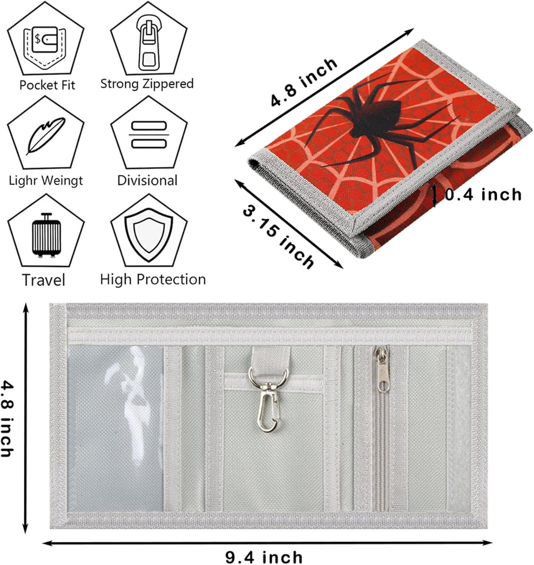 Kids RFID Wallet for Boys & Girls - Magic Sticker, Toddler Wallet with Coin Pocket - Spider Design for Christmas/Birthday Gift