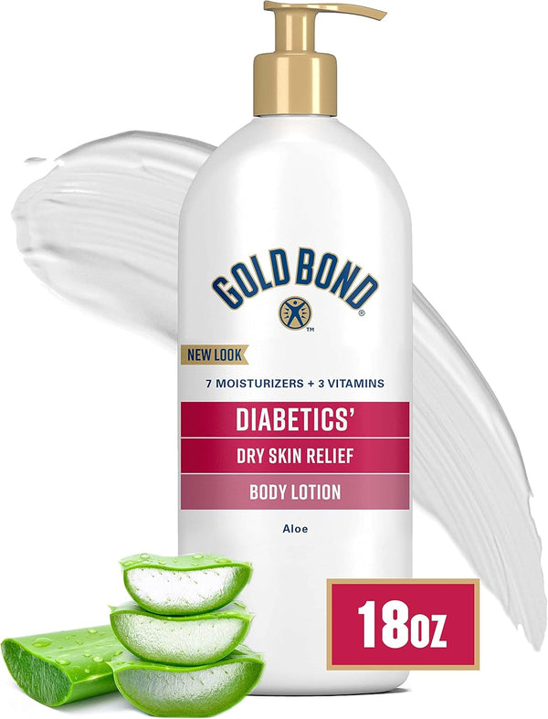 Gold Bond Diabetics' Dry Skin Relief Body Lotion, 18 Oz., with Aloe to Moisturize & Soothe