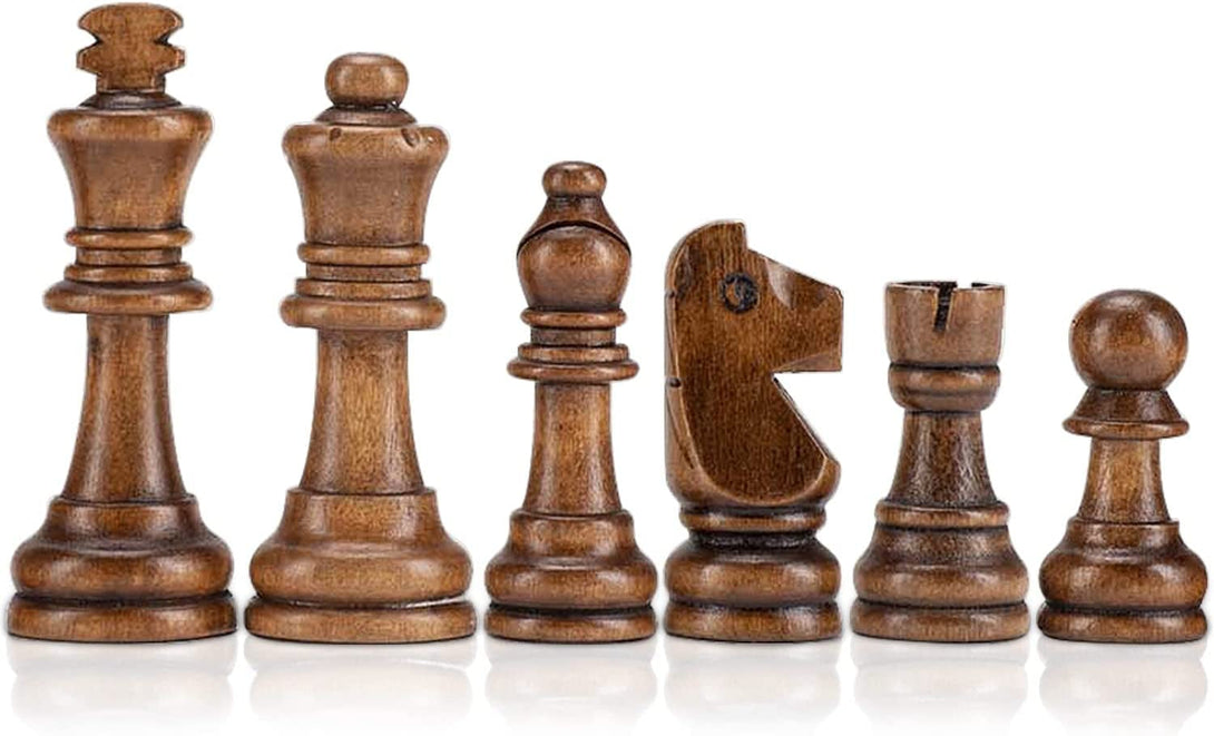 AMEROUS Wooden Chess Pieces Only, Staunton Style Wood Chessmen with 3.15" King - Storage Bag - Gift Packed Box, Tournament Chess Game Pawns for Replacement of Missing Pieces