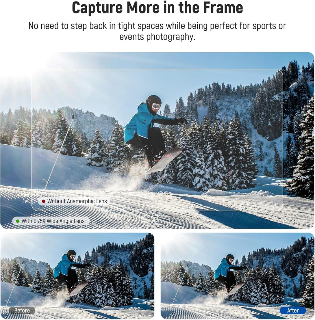 NEEWER 0.75X Wide Angle Lens Compatible with DJI OSMO Pocket 3 Creator Combo Accessories, Expanded FOV of 108°, Magnetic Coated Aspherical Action Camera Lens, LS-45