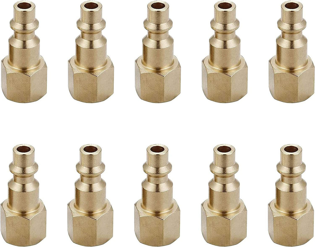 Air Hose Fittings and Quick Connect Air Fittings, 1/4 Inch NPT Brass Female Air Coupler Plug (10 Piece) Industrial Type D, Air Compressor Fittings