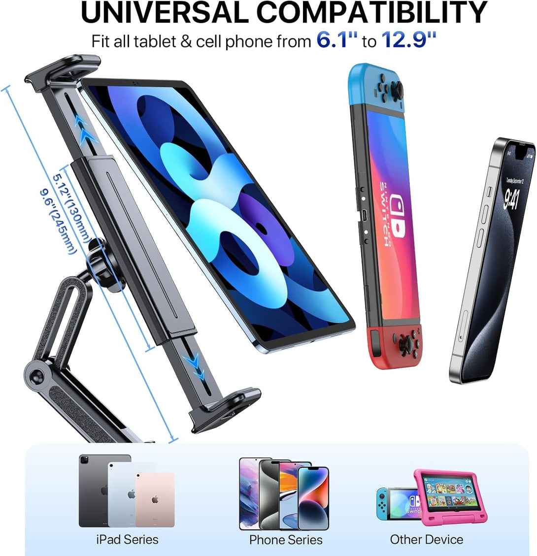 Miracase Cup Holder Tablet Mount for Car, Adjustable Long Neck Car Tablet Holder Friendly Compatible with Ipad, Pro, Air, Mini Samsung Galaxy Tab, All 6.1-12.9" Tab & Phones