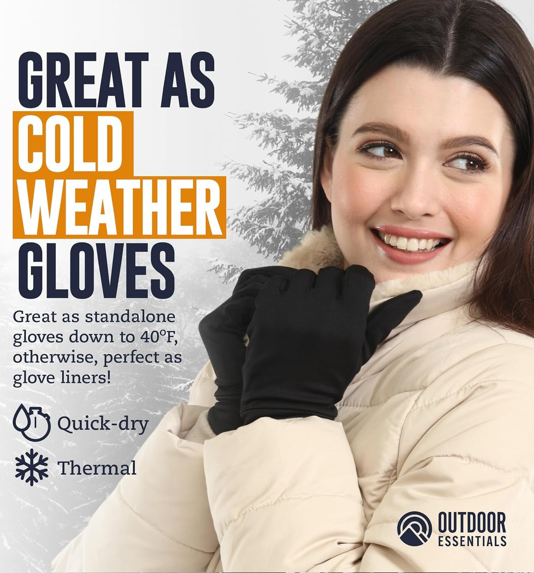 Outdooressentials Running Gloves - Touchscreen Men'S Winter Gloves - Glove Liners - Hiking Gloves Cold Weather - Warm Gloves