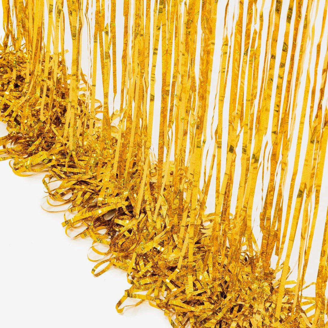 Gold Fringe Curtain Tinsel Backdrop - GREATRIL Foil Fringe Curtain Party Streamers for Prom 2025 NYE New Years Eve Birthdays Christmas Theme Party Decorations Pack of 2