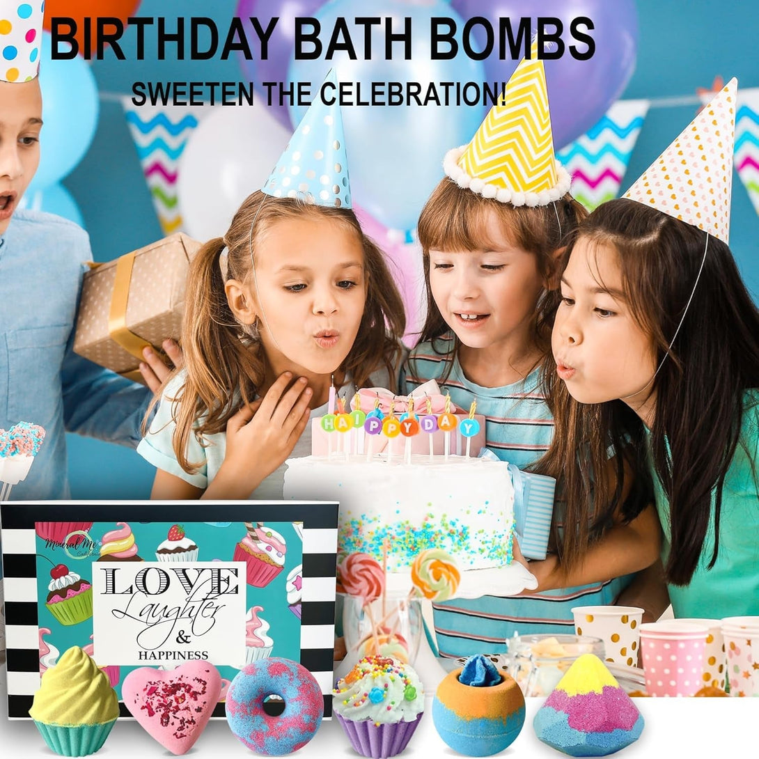 Bath Bombs Gift Set - 6Pc Aromatherapy Natural Bath Bombs with Organic Ingredients, Skin Moisturizing Bubble Bath Fizzy, Gentle for Kids, Relaxing Birthday Bathbombs for Girls, Women, Kids