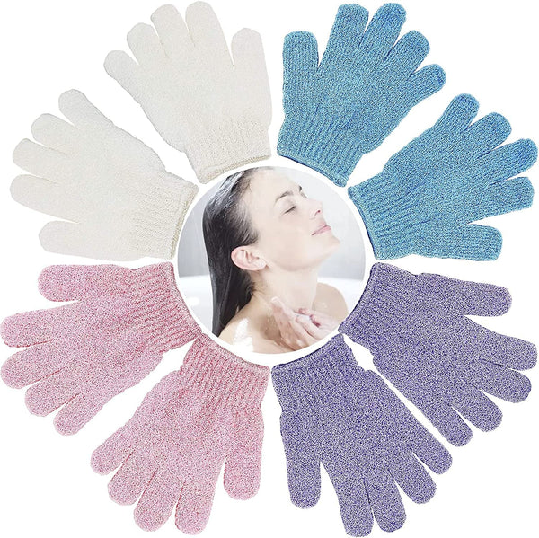 8 PCS ROTOPATA Deep Exfoliating Gloves Mitt with Hanging Loop for Shower, Spa, Body Scrubs, Dead Skin Cell Remover Bathing Accessories