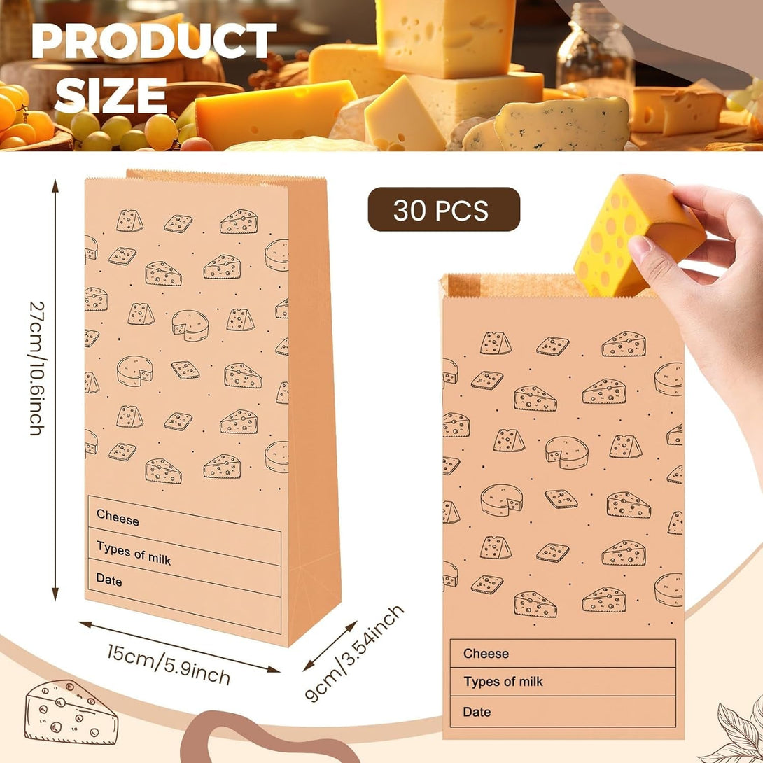 30 Count Cheese Storage Bags for Refrigerator 10.6 X 6 Inches Cheese Paper Bags, Sandwiches, Wrapping