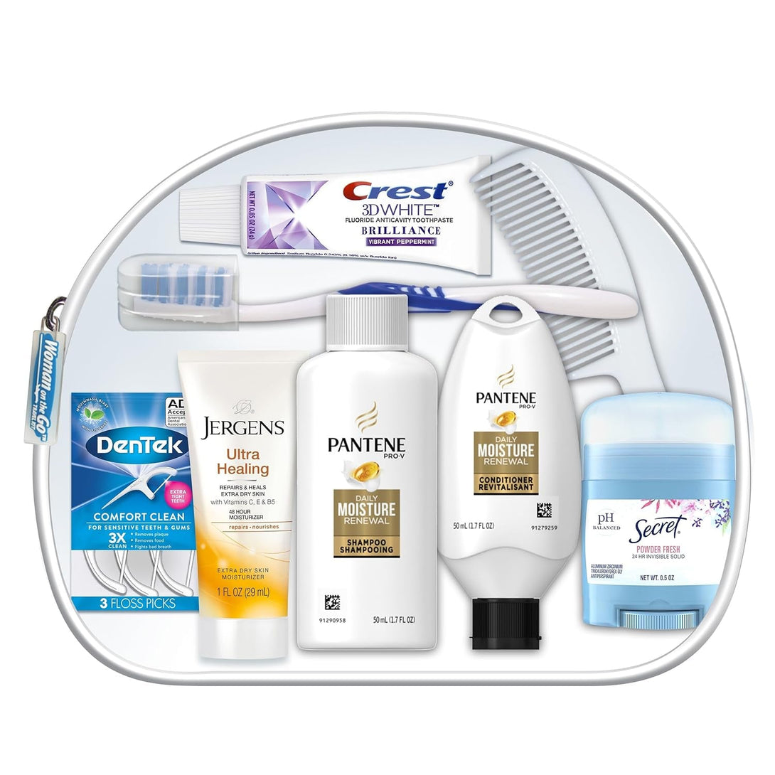 Convenience Kits International Women'S Deluxe 10 Piece Kit with Travel Size TSA Compliant Essentials Featuring: Pantene Hair Products in Reusable Toiletry Zippered Bag
