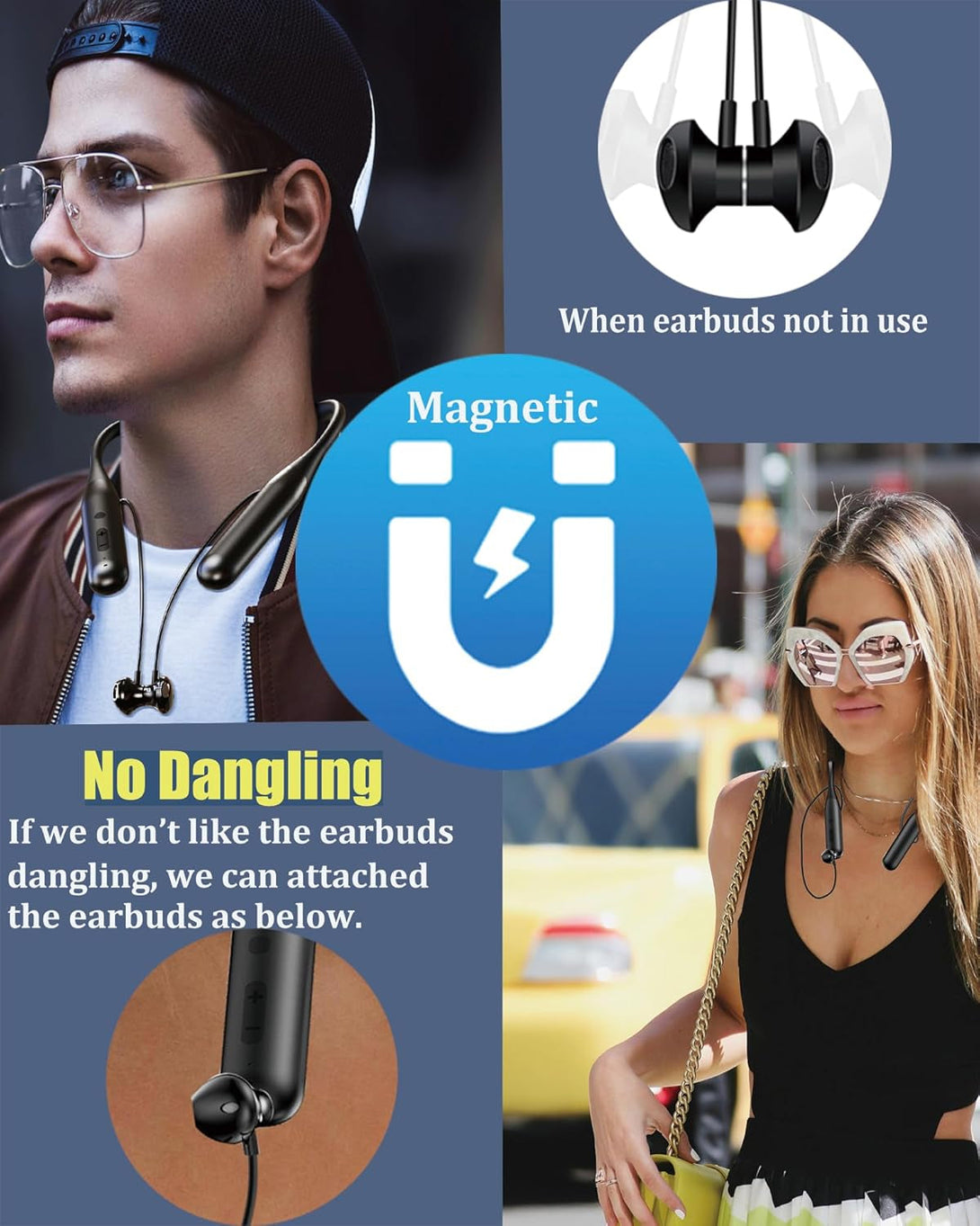 ZXQ Wireless Bluetooth Neckband Headphones 100 Hours Long Playtime,Around the Neck Bluetooth Earbuds with Microphone,Waterproof Sport Earphone,Over the Neck Headset with Storage Case
