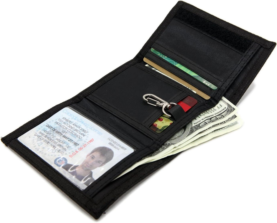 AI-DEE RFID Trifold Canvas Outdoor Sports Wallet for Kids - Front Pocket Wallet with Magic Sticker