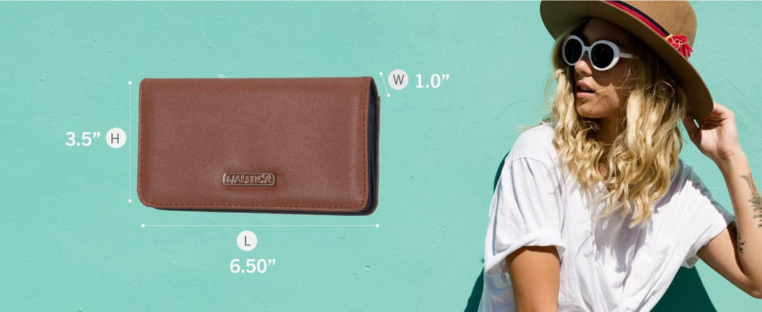 Nautica Seaside Slim Womens Wallet RFID Blocking Credit Card Holder, Coin Purse, Checkbook Organizer Clutch, Small Vegan Leather Wallet for Travel, Blush