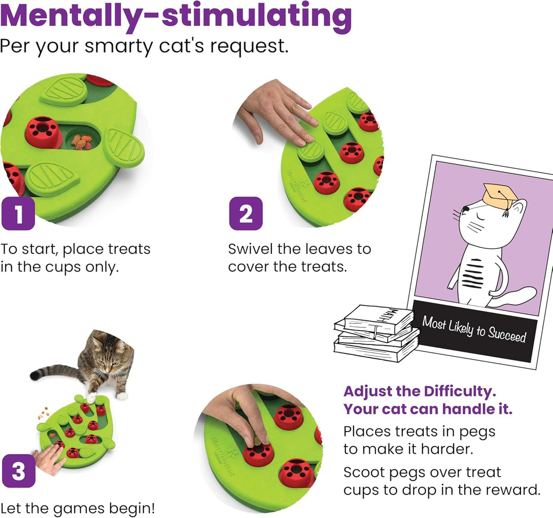 Catstages Buggin' Out Puzzle & Play, Interactive Treat Puzzle Cat Toy, Green